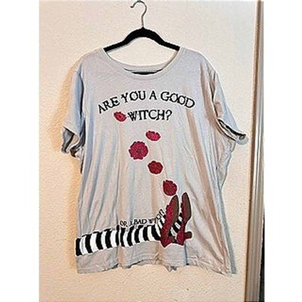 Wizard of Oz Graphic Tee Womens 3X Blue Excellent Ruby Slipper Good Witch Bad